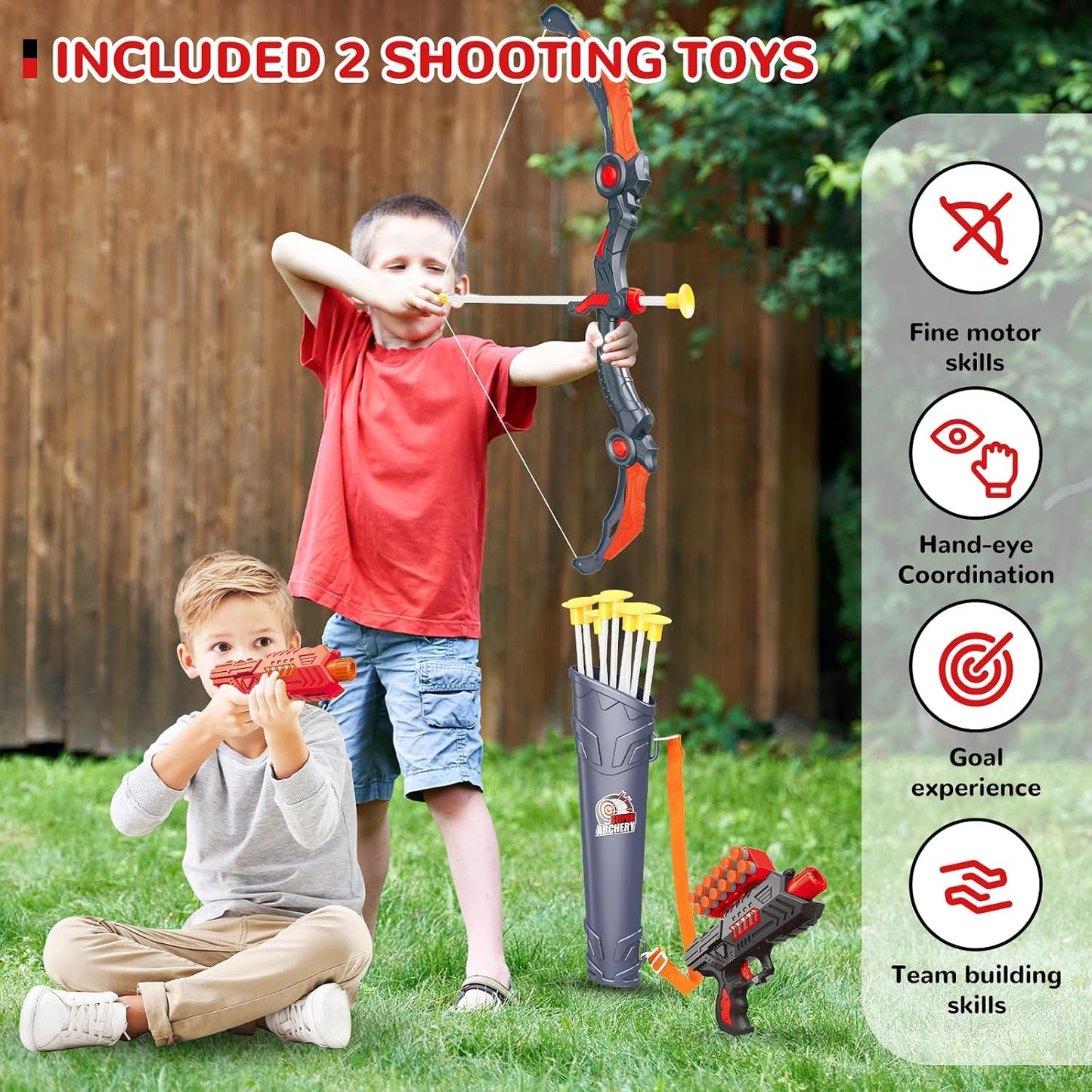 Set arco y flecha con luz LED 20 flechas para niños 4-12