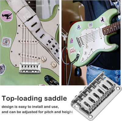 Puente fijo guitarra eléctrica Fender Strat Tele 6 cuerdas cromo