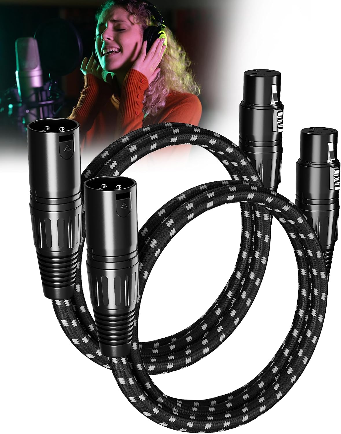 Cables XLR 3pies 2pzas para micrófono trenzado blindado