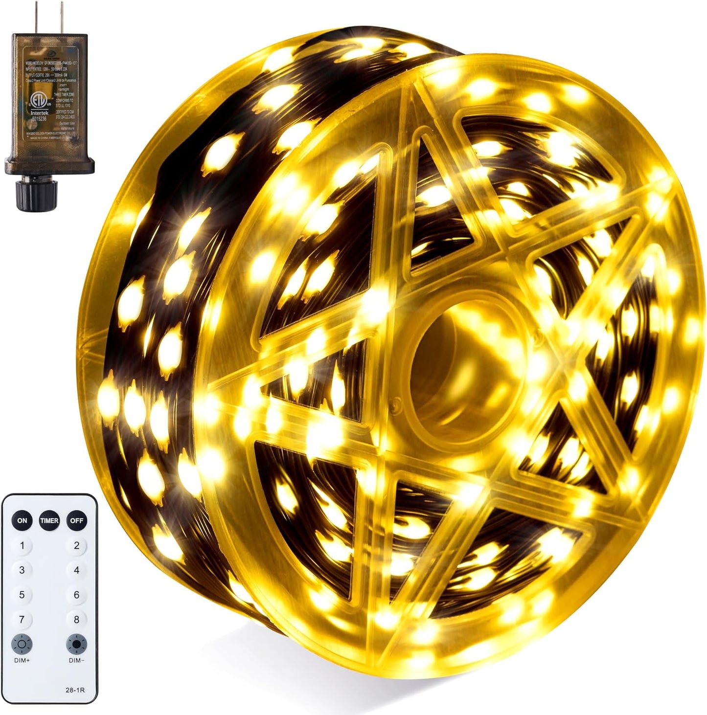 600 Luces LED Árbol Navidad 198ft Blanco Cálido 8 Modos