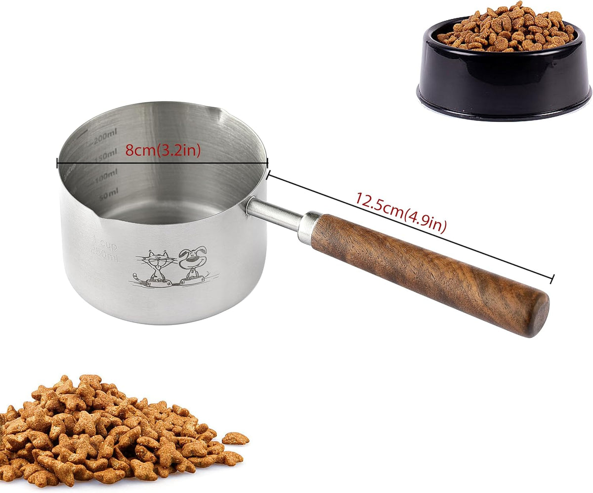 Cuchara medidora acero inox 1 taza para perros y gatos