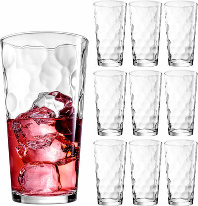 Set 10 Vasos Vidrio Highball 17oz para Agua Jugo Cócteles