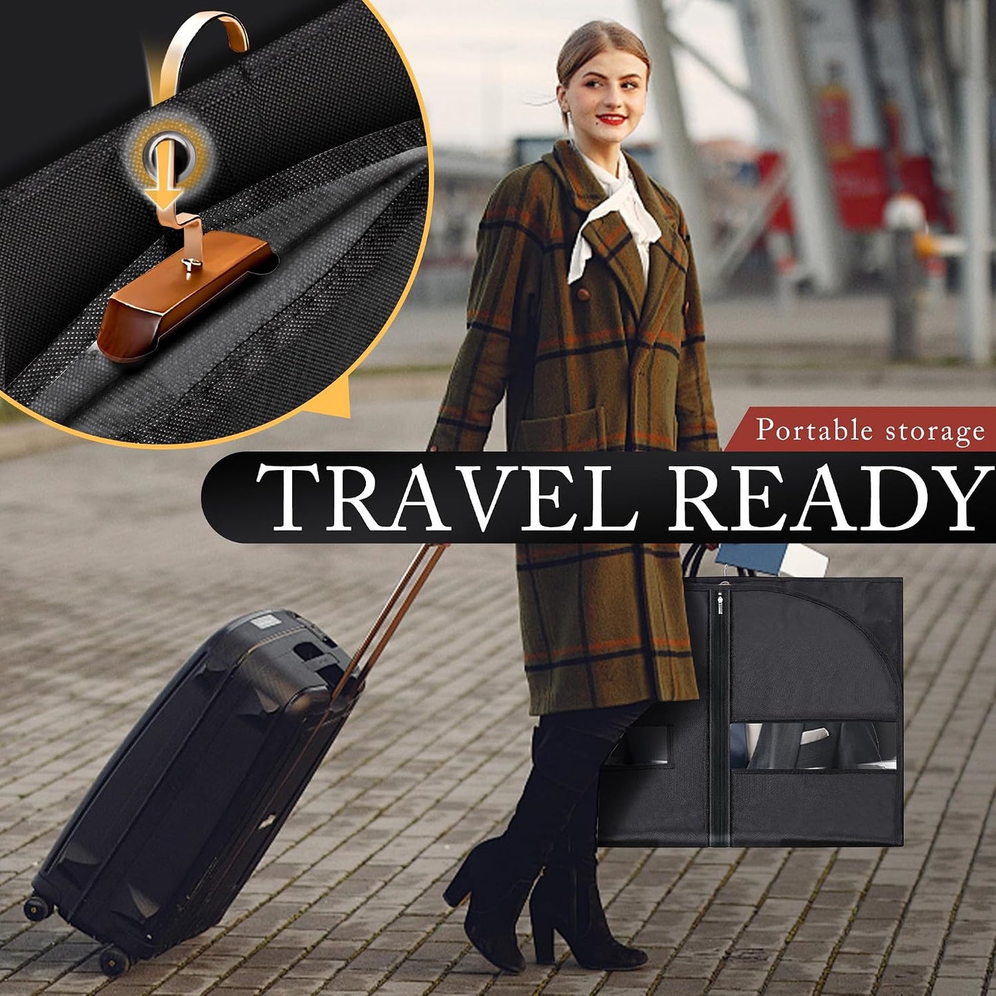 Bolsas ropa viaje 40" con cremallera ventana 2 Pzas negro
