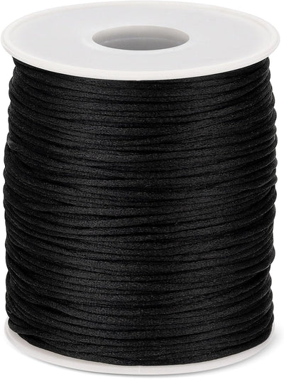Cuerda satén negro 0.059pulg 110yardas para joyas y pulseras