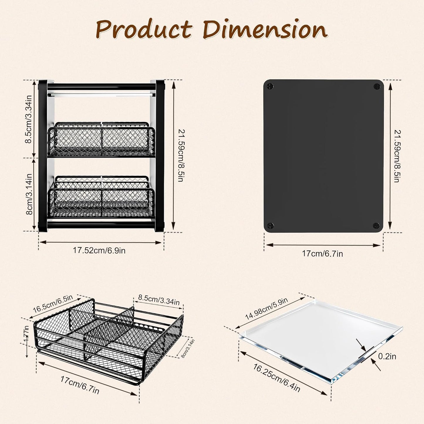 Caja madera para bolsas té 2 cajones soporte encimera