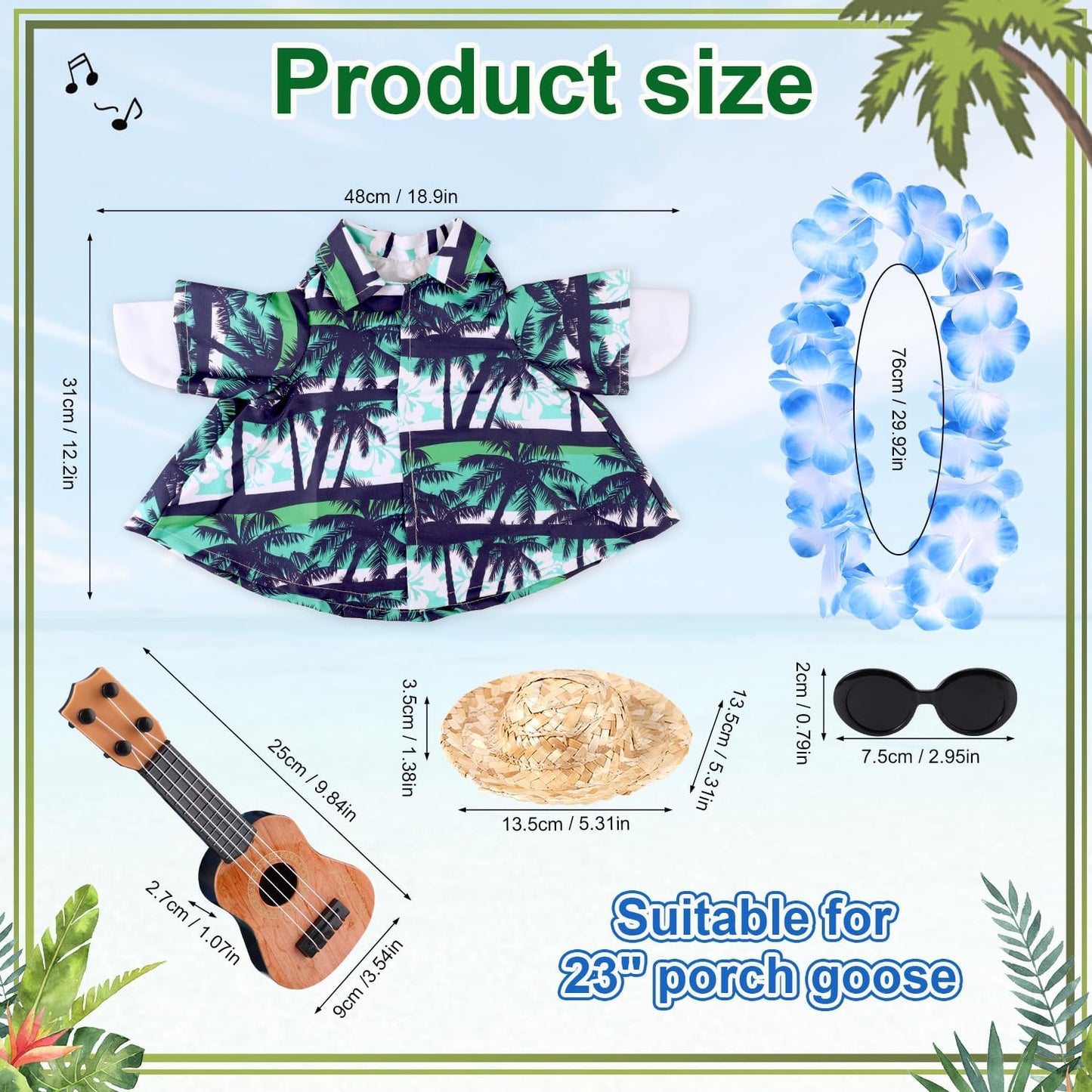 Disfraz ganso musical para porche 23" decoración verano