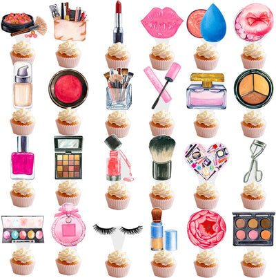 48 Pzas Maquillaje Cupcakes Decoración Fiesta Cumpleaños