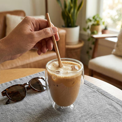 2 Cucharas Madera para Café Té Miel Mezclar Cocinar