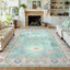 Alfombra Oushak rosa boho 8x10ft dormitorio sala antiderrap