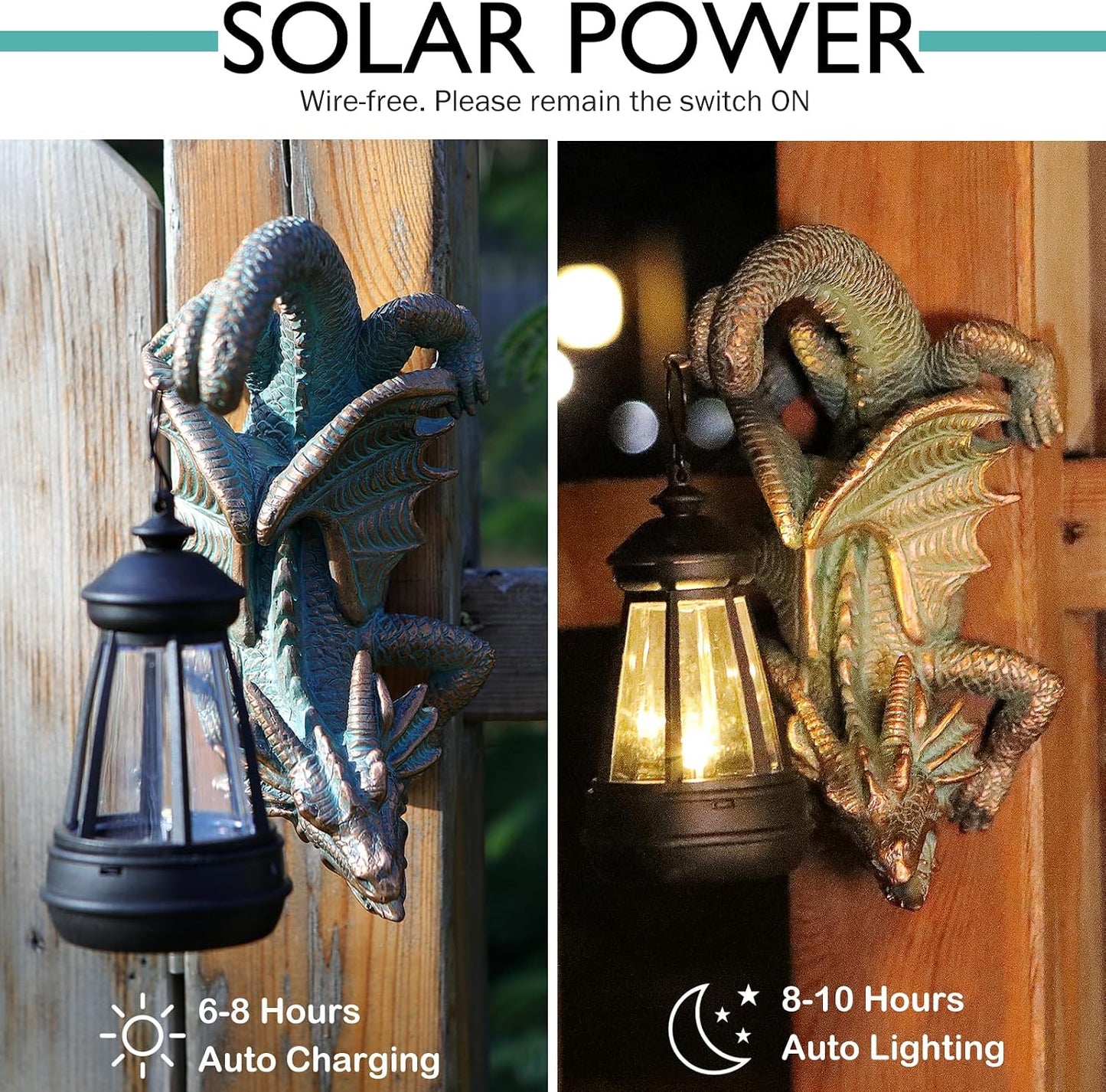 Estatua dragón solar para pared jardín gótico