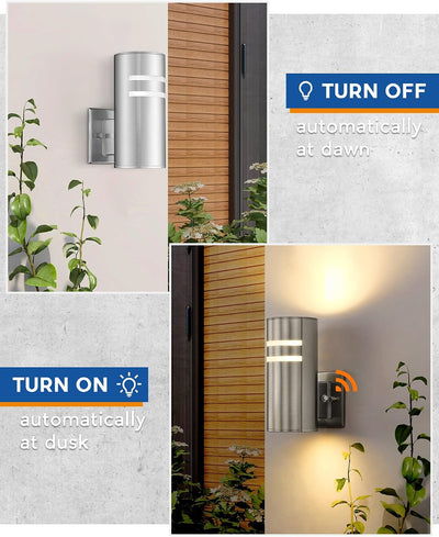 2 Apliques Pared Exteriores Acero Inox Sensor