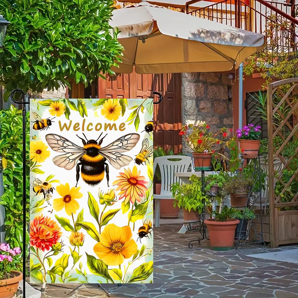 Bandera jardín primavera 12x18" doble cara exterior