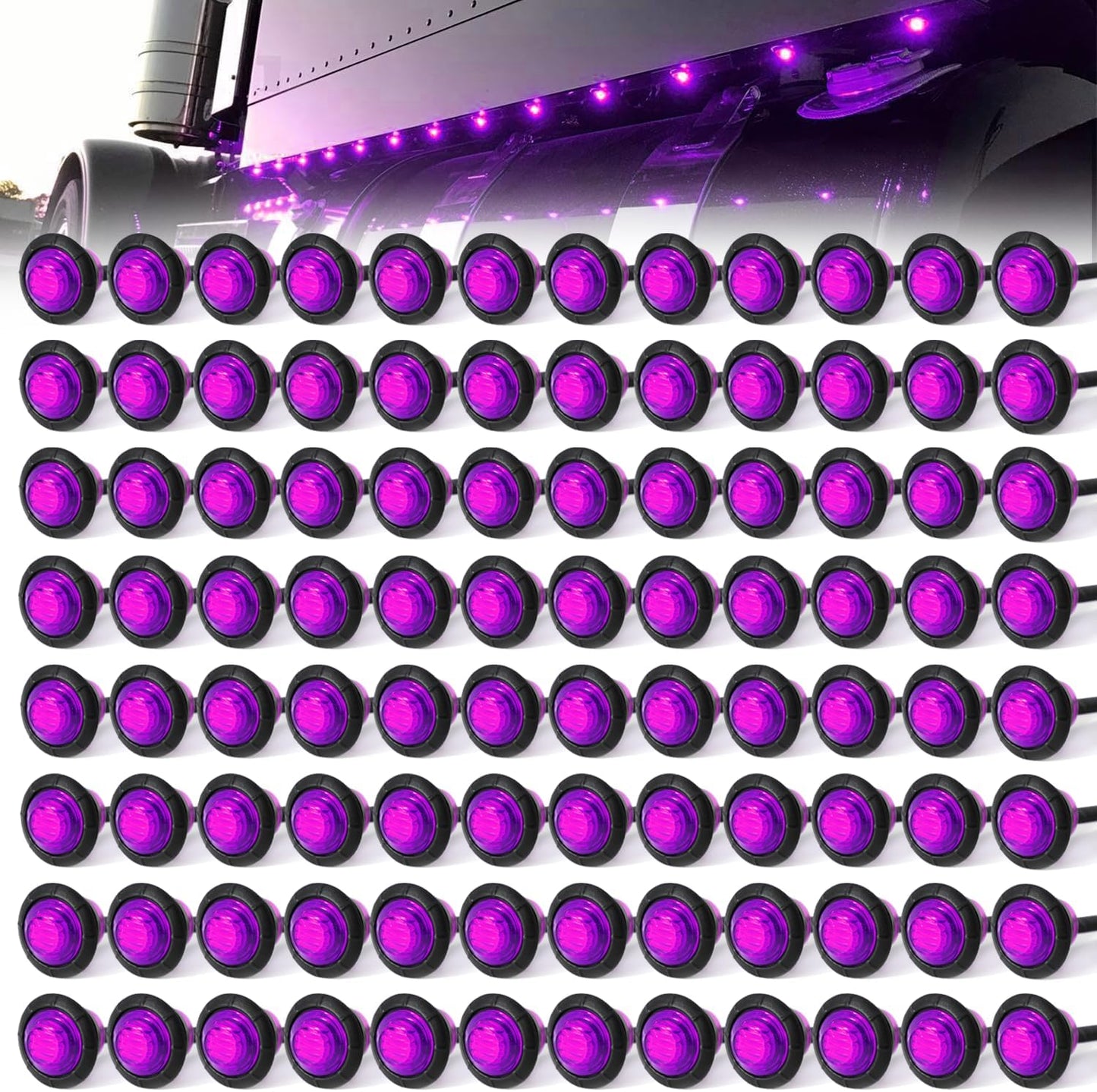 100 Luces Moradas LED 3/4" 12V para Barco Camión