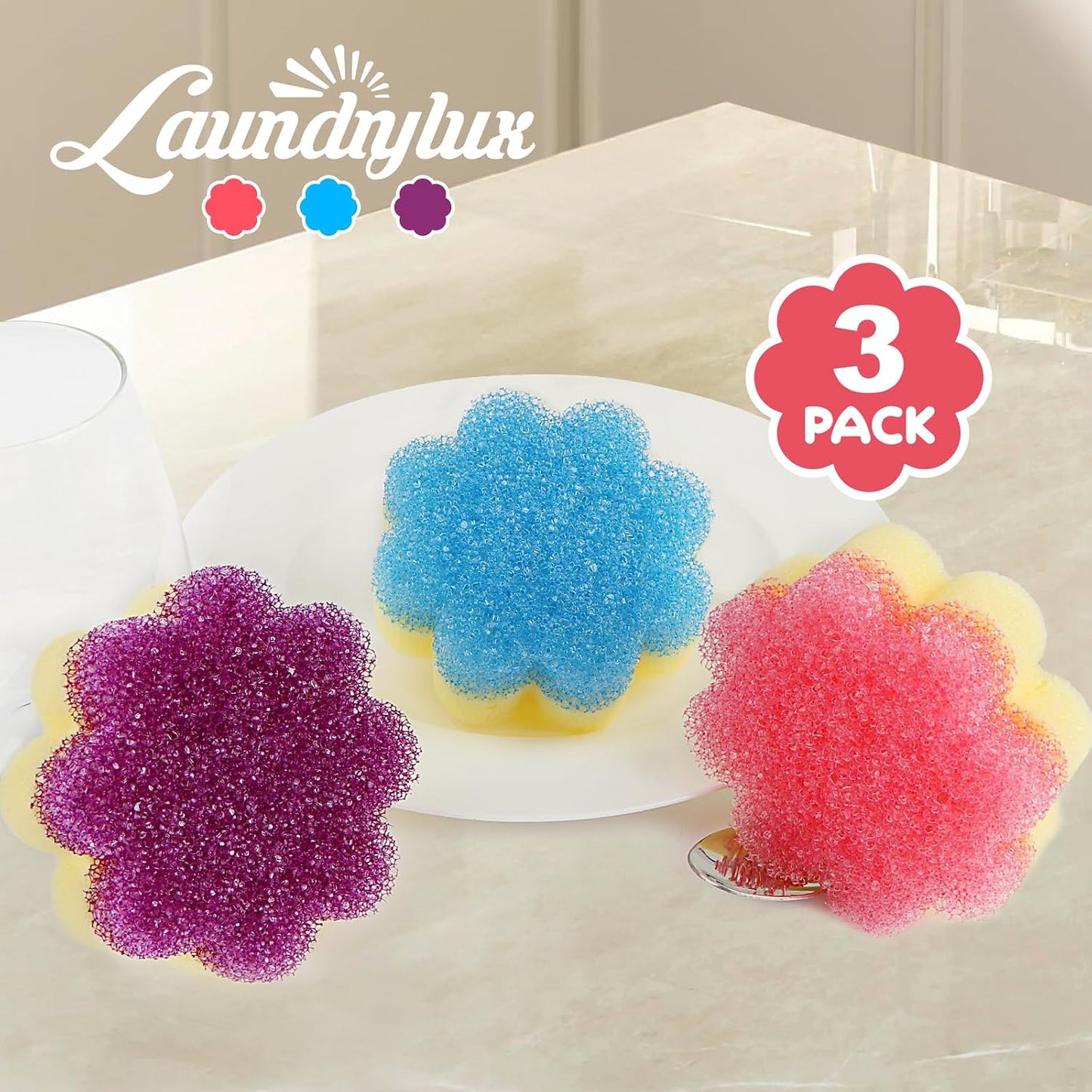 Esponja doble cara multiusos para cocina baño 3 pzas