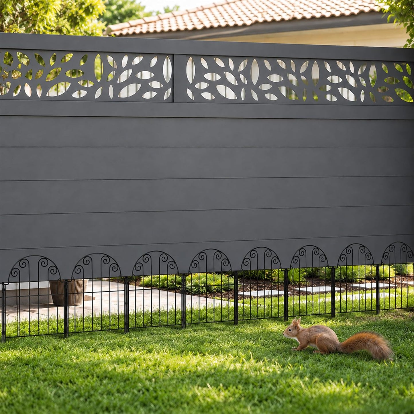 Valla decorativa jardín 20 paneles metal inox 21ft para