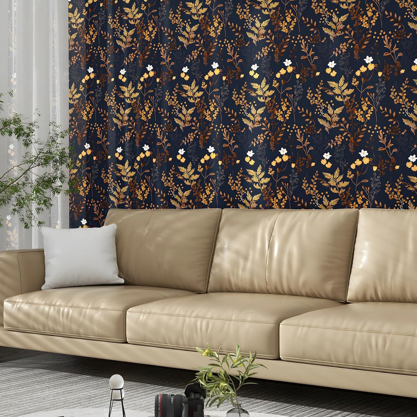 Papel tapiz floral azul oscuro autoadhesivo para gabinetes