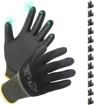 12 Pzas Guantes Seguridad Antiderrap Poliuretano