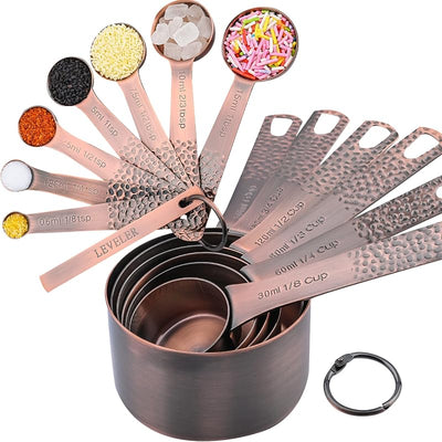 Set 6 Tazas y 7 Cucharas Medidoras Acero Inox para Cocina
