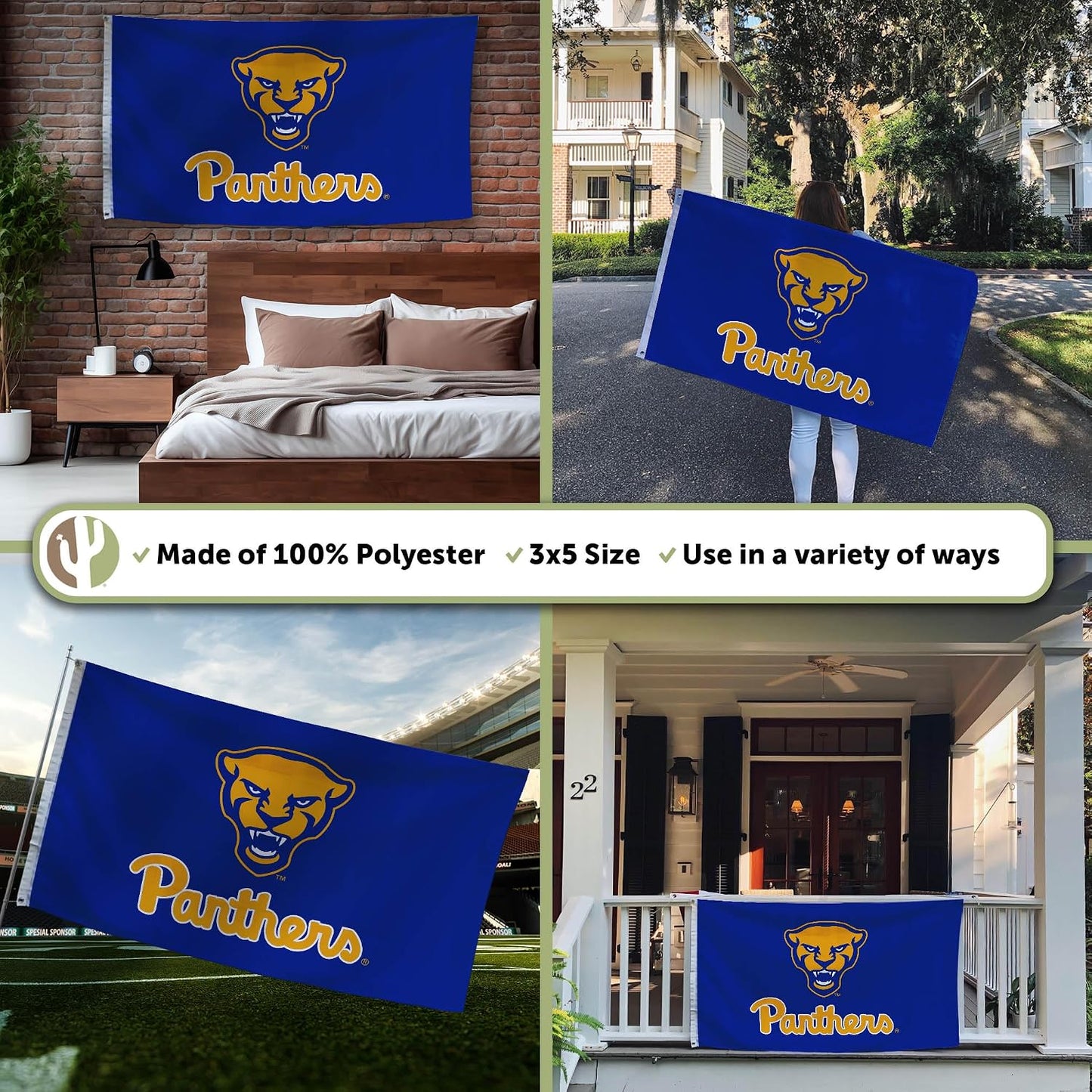 Bandera Panthers U. Pittsburgh 3x5ft tela poliéster duradera
