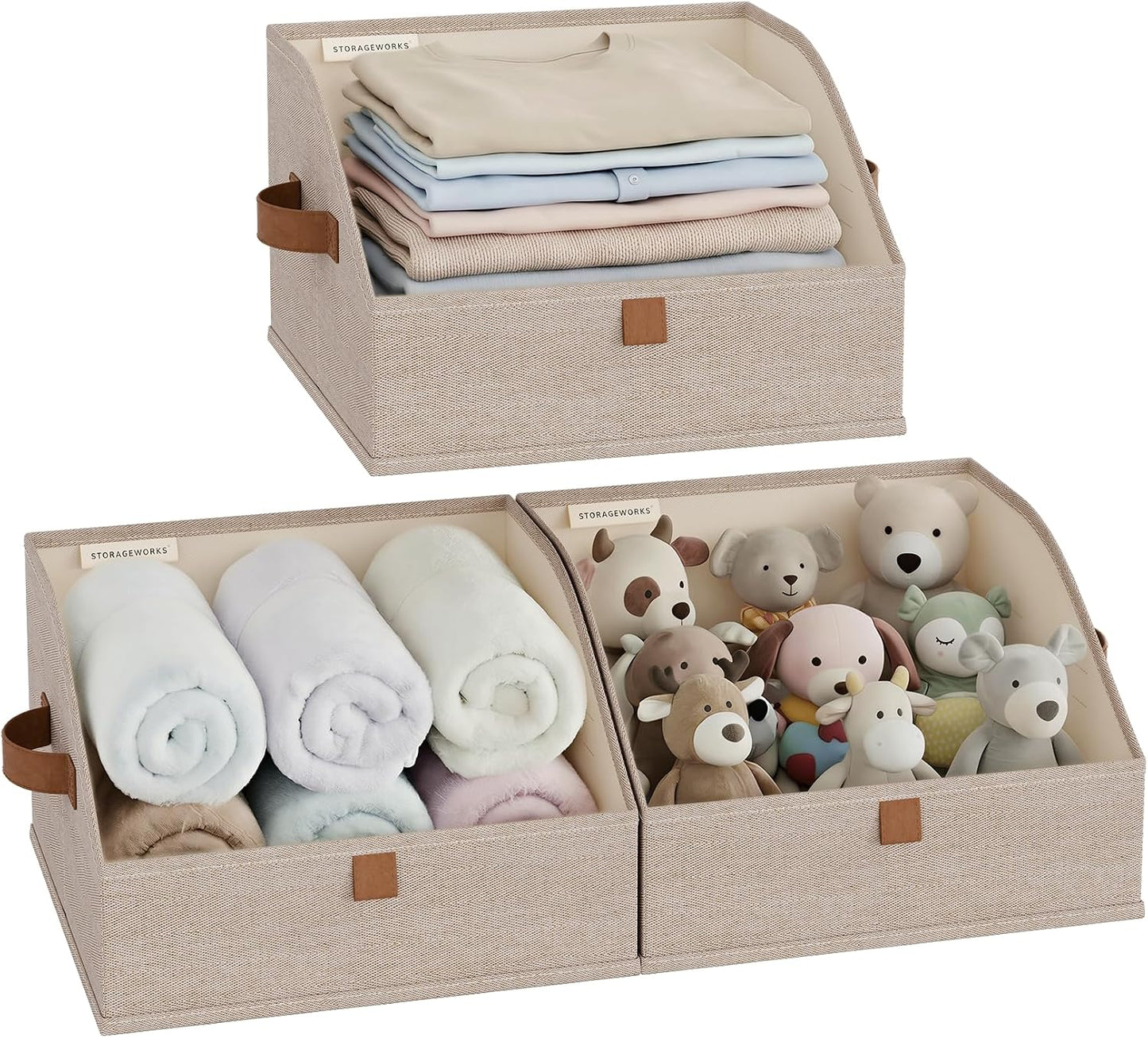 Caja organizadora tela para ropa tamaño pequeño marrón