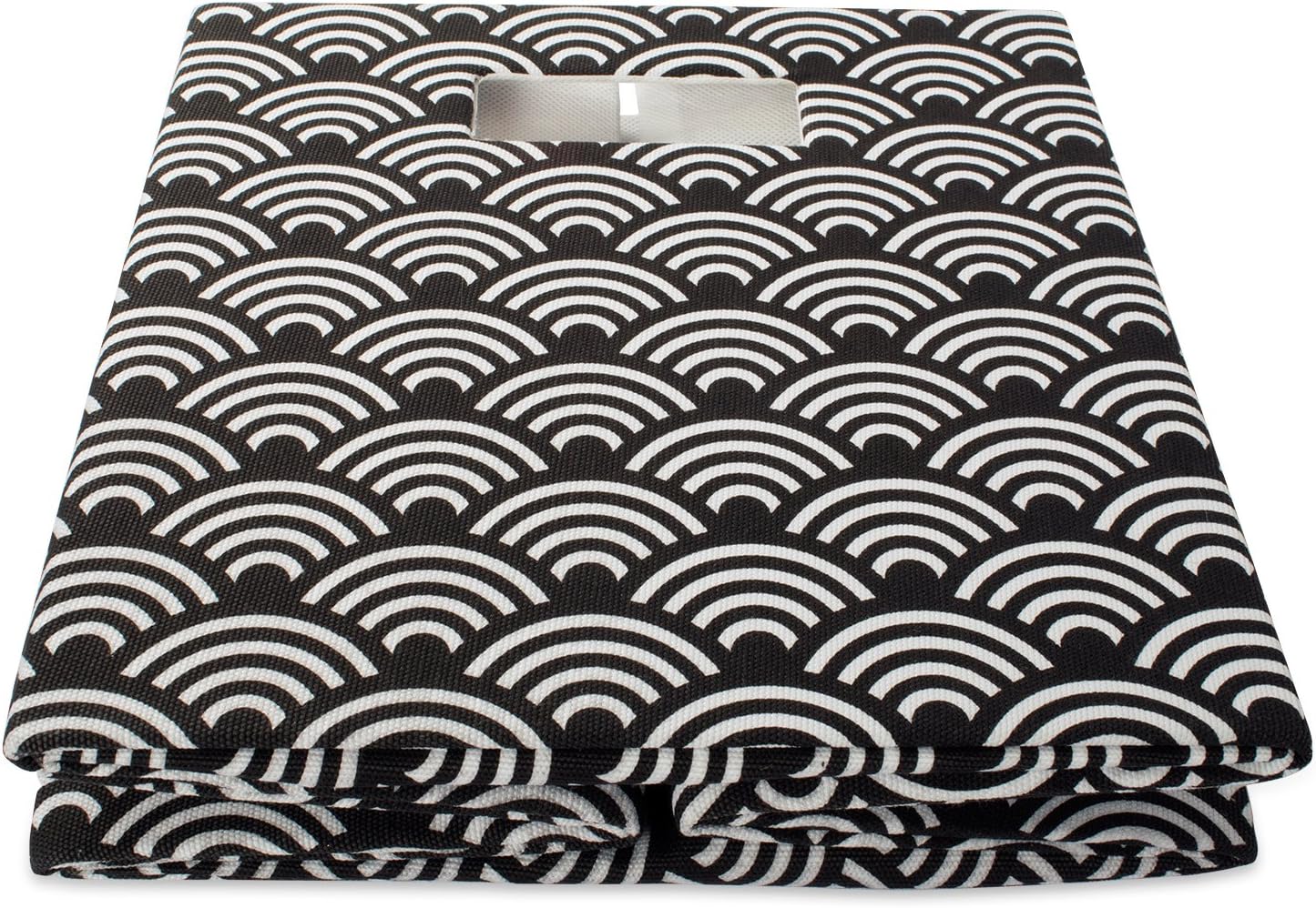 Papelera plegable lados duros olas negro grande
