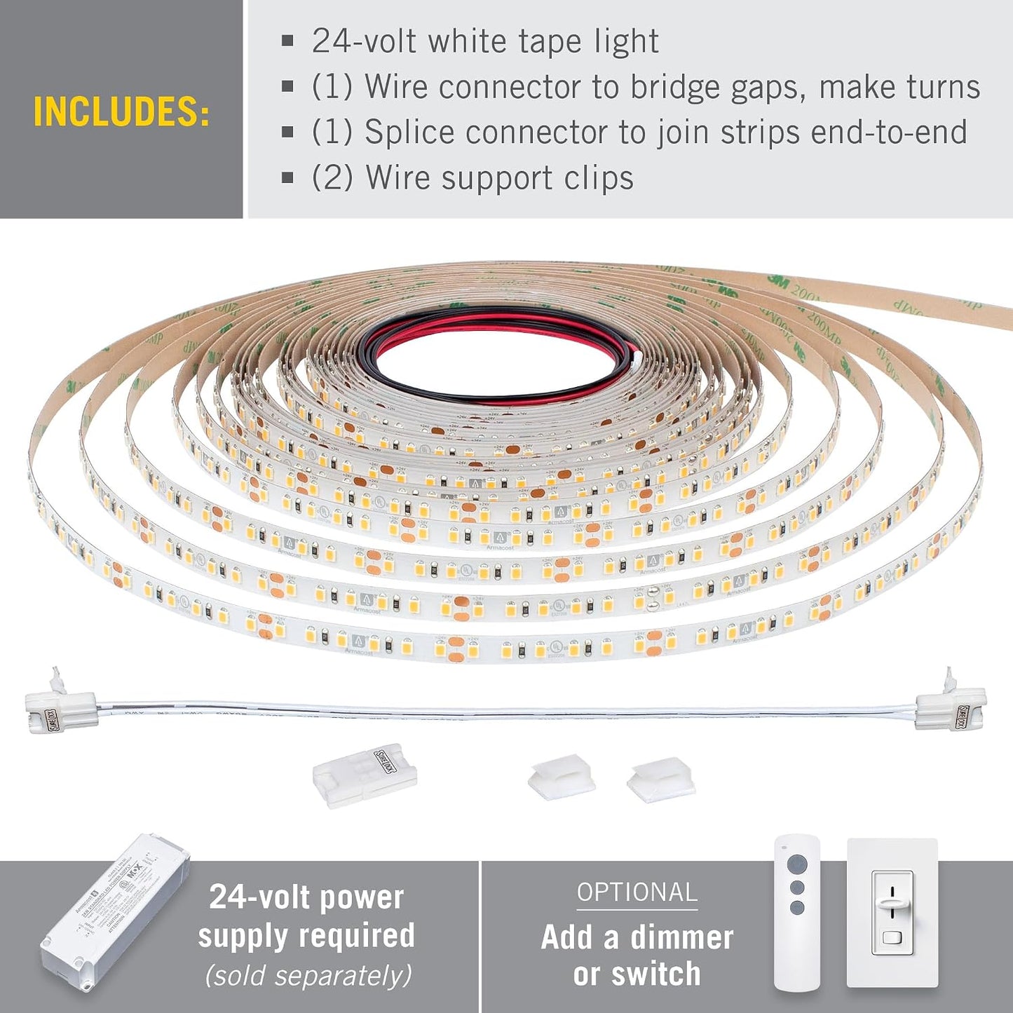 Tira luces LED blancas 24V 120led/m 32.8pies
