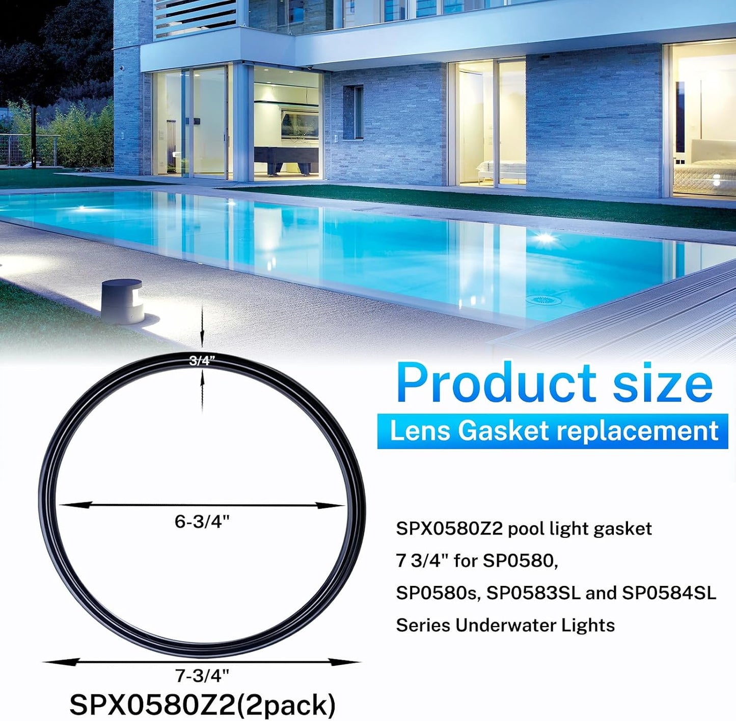2 Juntas luz piscina Hayward SP0580 7 3/4"