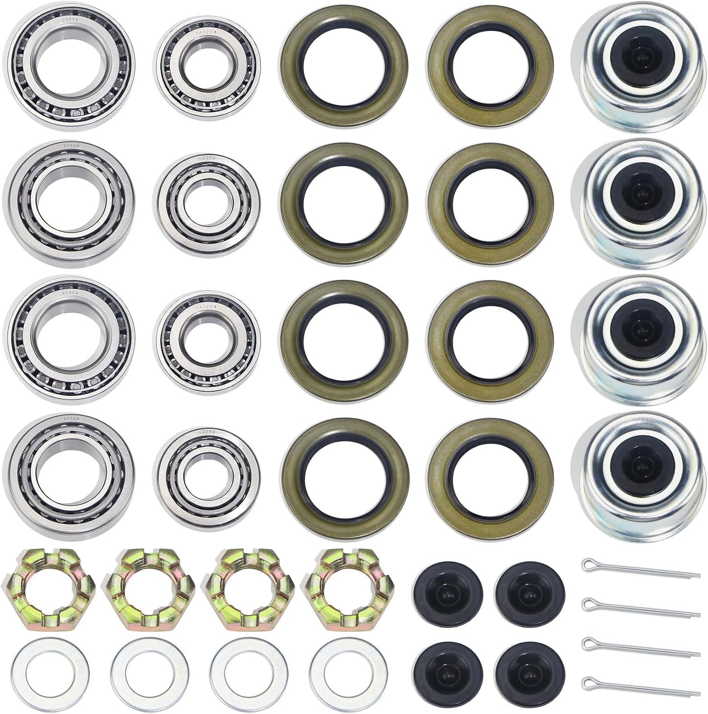Set 4 Rodamientos Eje Remolque 2.72pulg Sellos Grasa