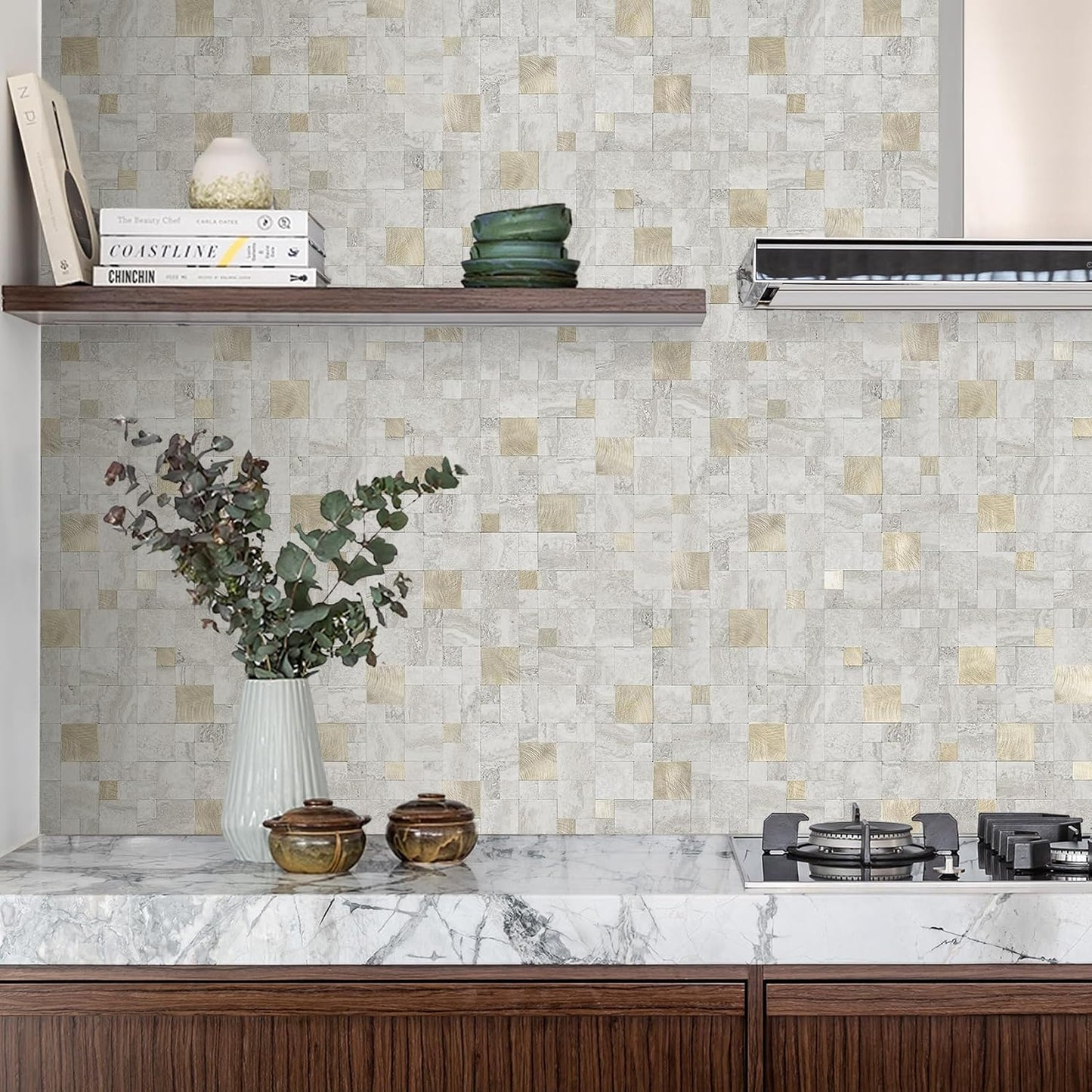 Azulejo autoadhesivo para salpicaduras cocina baño PVC 10