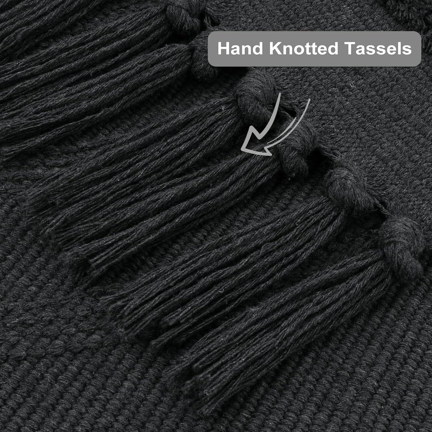 Alfombra Pasillo 2x6ft Lavable Estilo Boho Gris Oscuro