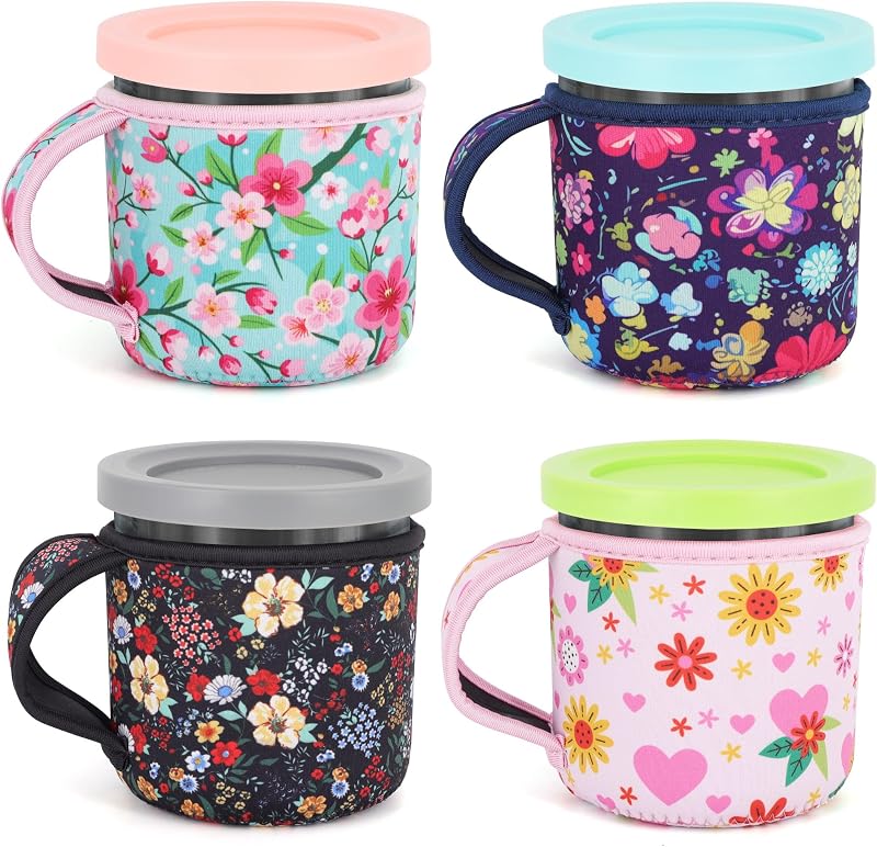 4 Fundas Neopreno para Helados con Asa Reutilizables NC301