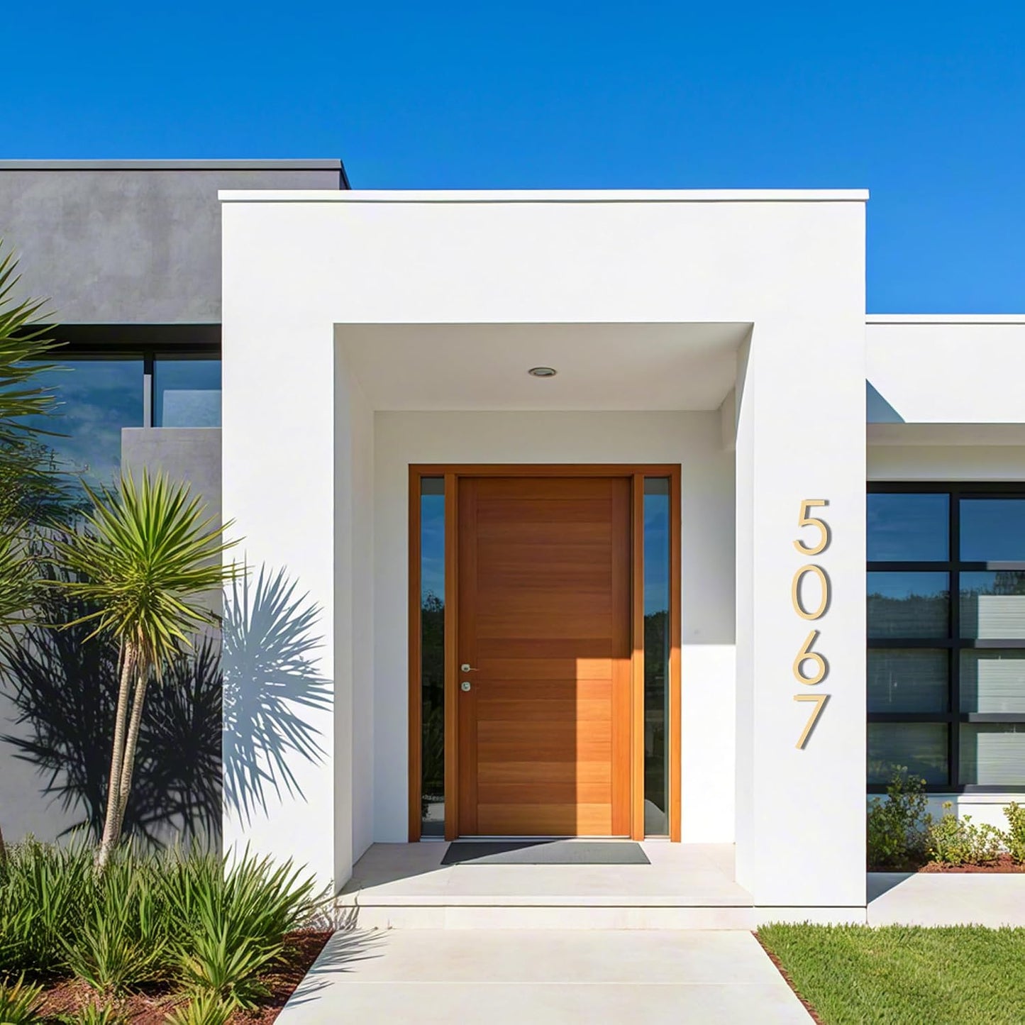Números casa dorados 8pulg exterior metal moderno