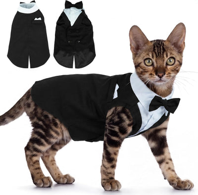 Traje esmoquin gato suave con corbatín para machos y hembras