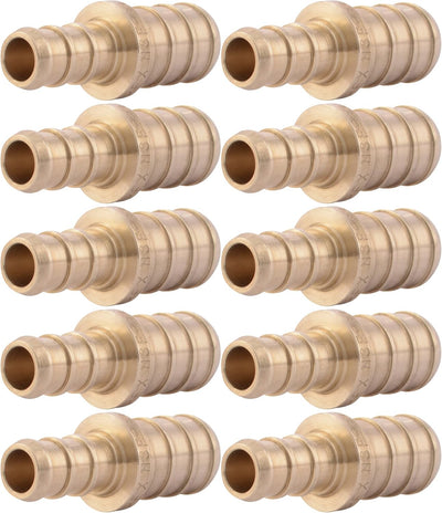 Acoplamiento reductor 3/8x1/2 pulg latón PEX paquete 10