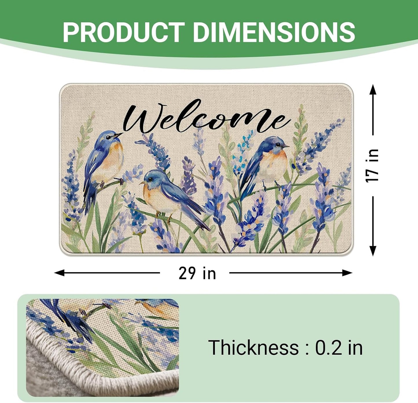 Tapete decorativo pájaros azules acuarela antiderrap