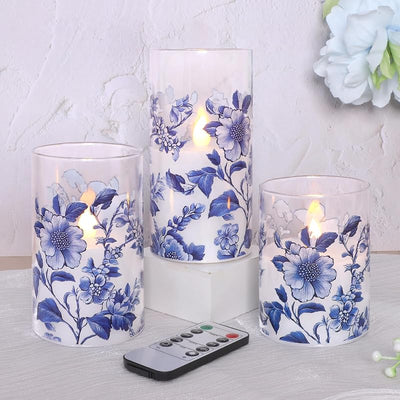 Velas parpadeantes azul y blanco con control