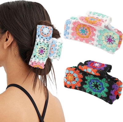 Pinzas ganchillo cabello grueso antideslizante para mujer