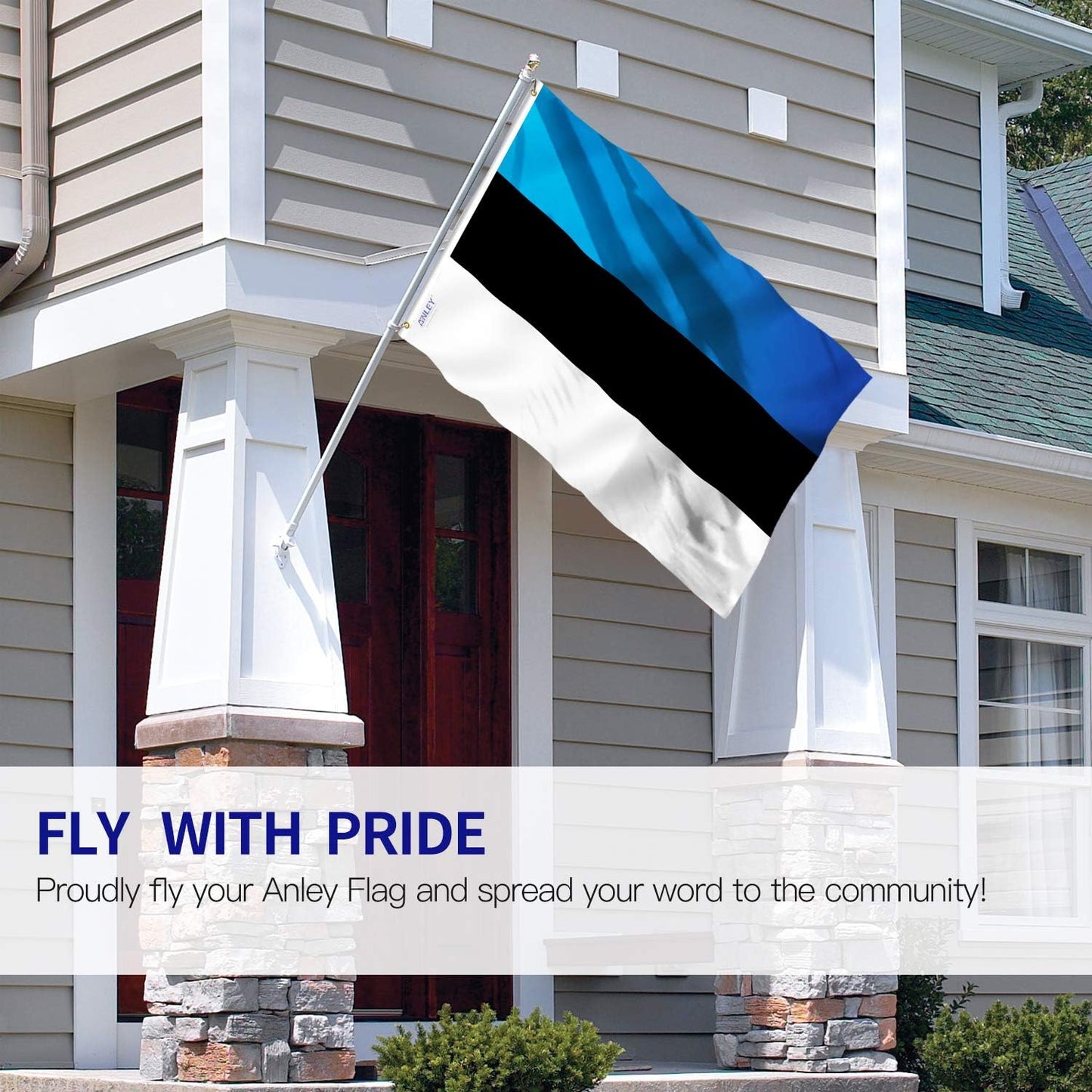 Bandera Estonia 3x5ft poliéster lona doble costura ojales latón