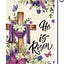 Bandera jardín primavera arpillera morada con mariposas