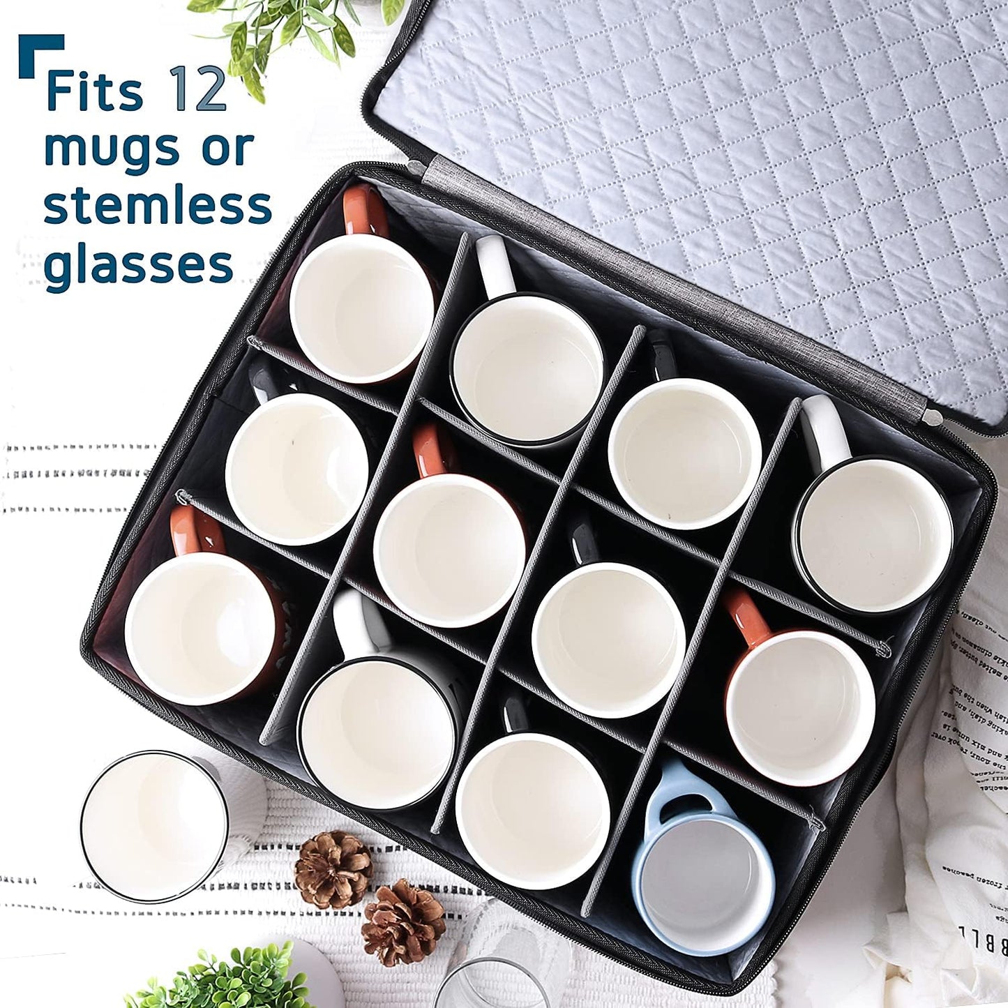Organiz. tazas café apilable con divisores 12