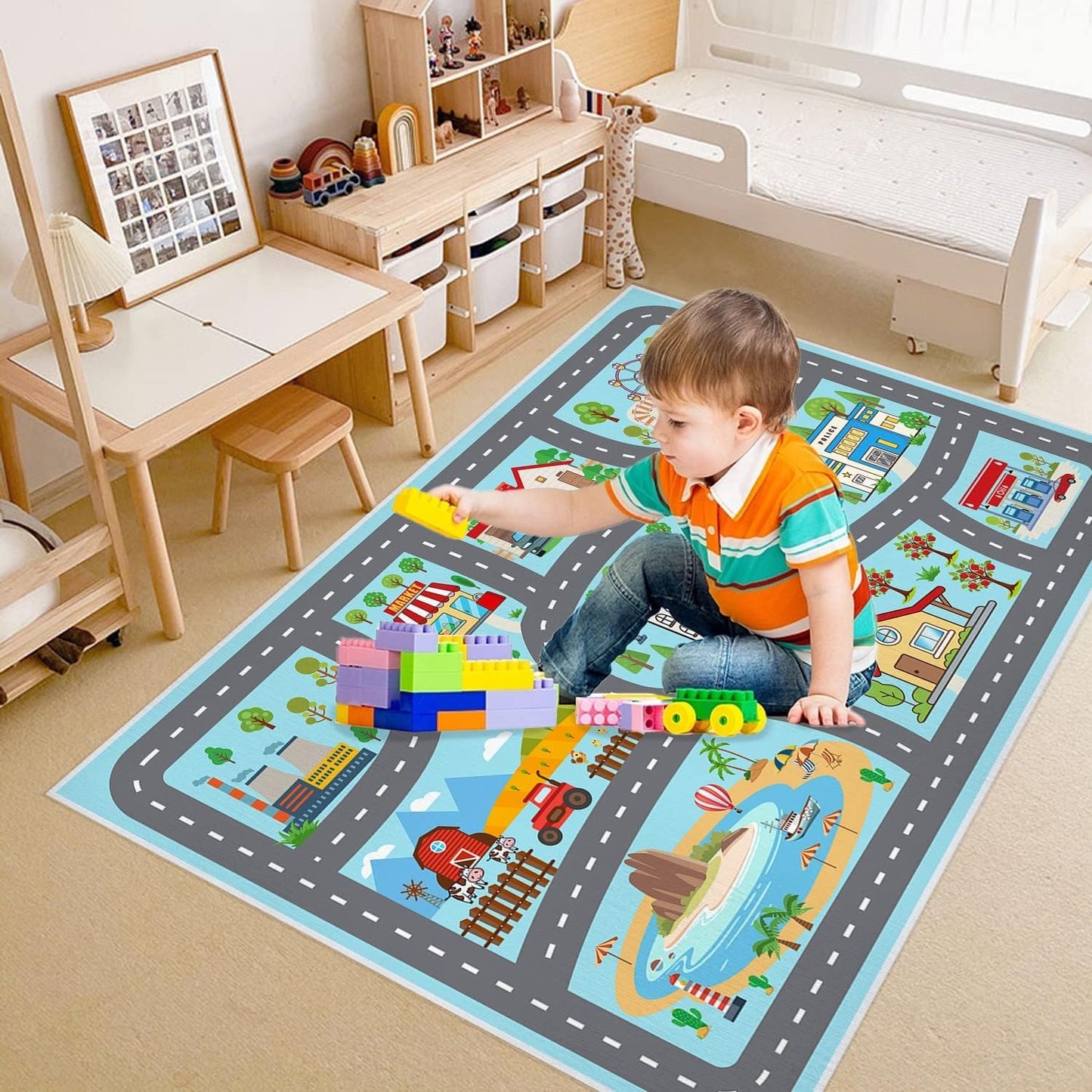 Alfombra educativa para niños con respaldo antiderrap