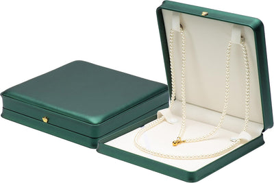 Collar perlas PU soporte vitrina regalo verde