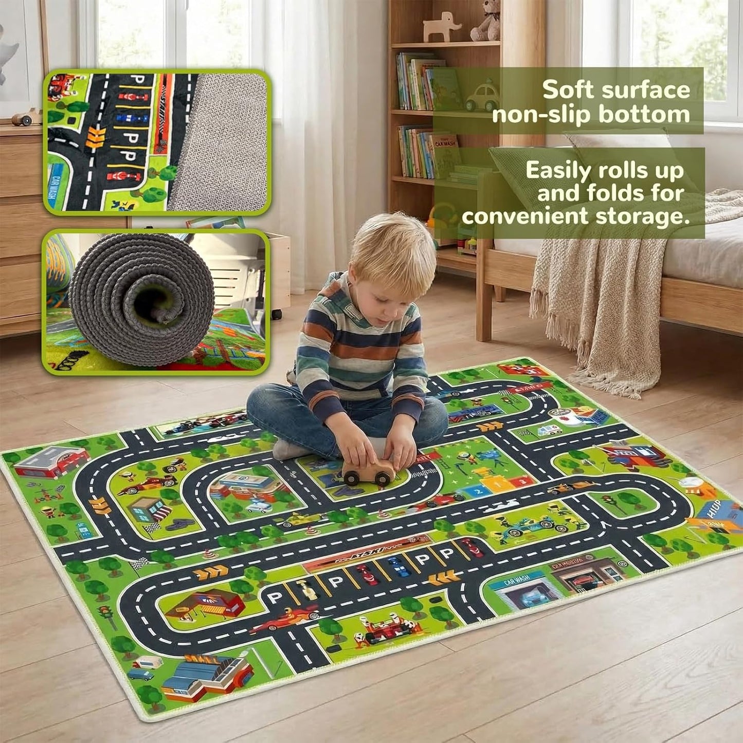 Alfombra antiderrap para set de autos 47x71"