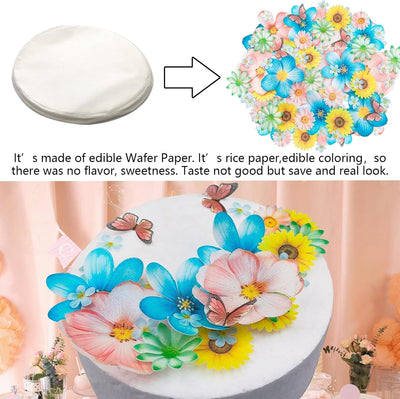 55 Pzas Flores y Mariposas Decoración Pasteles Tamaño Mixto Luau