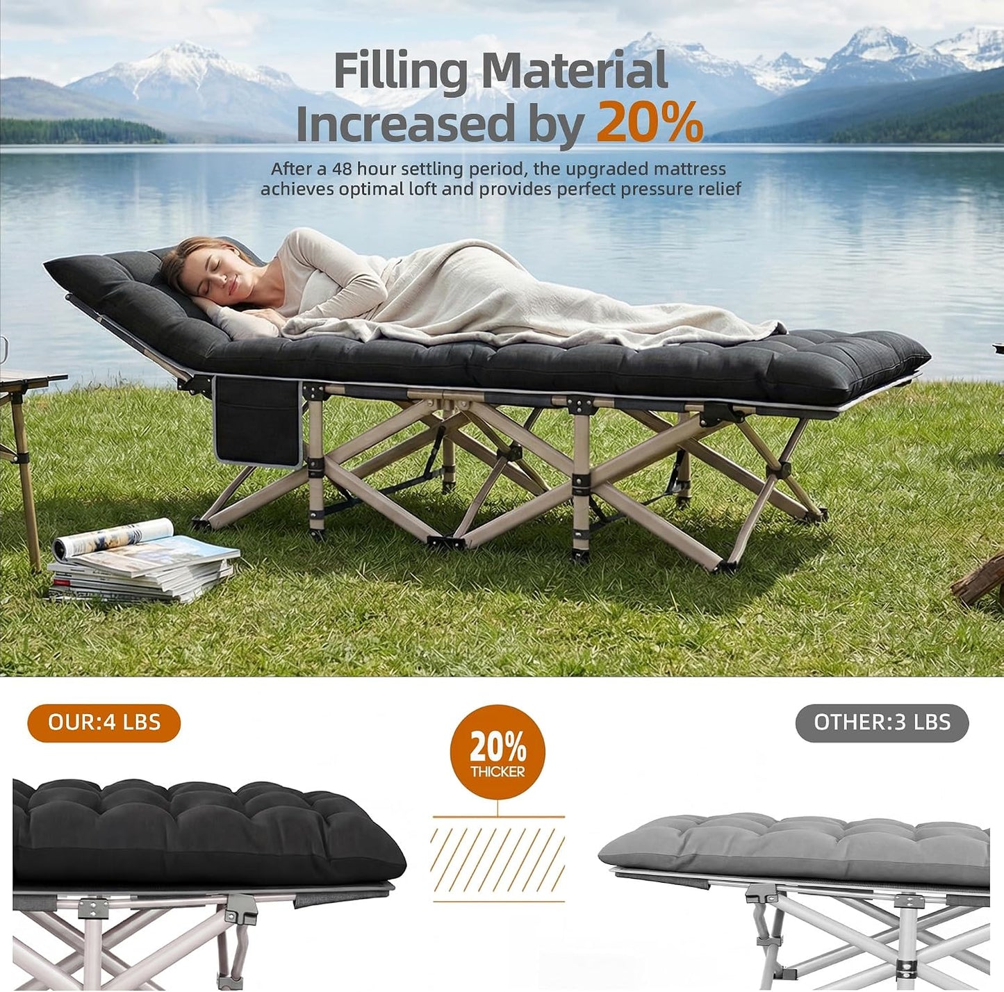 Catre plegable campamento doble capa Oxford 800lb