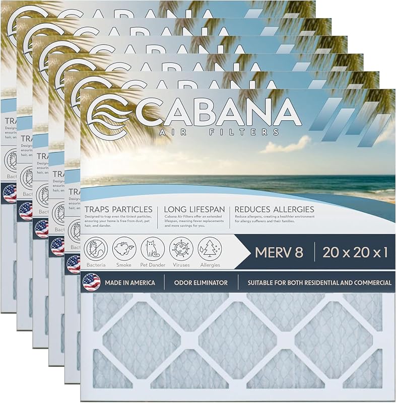 6 Filtros Aire MERV 8 para Horno CA 20x20x1pulg Hogar
