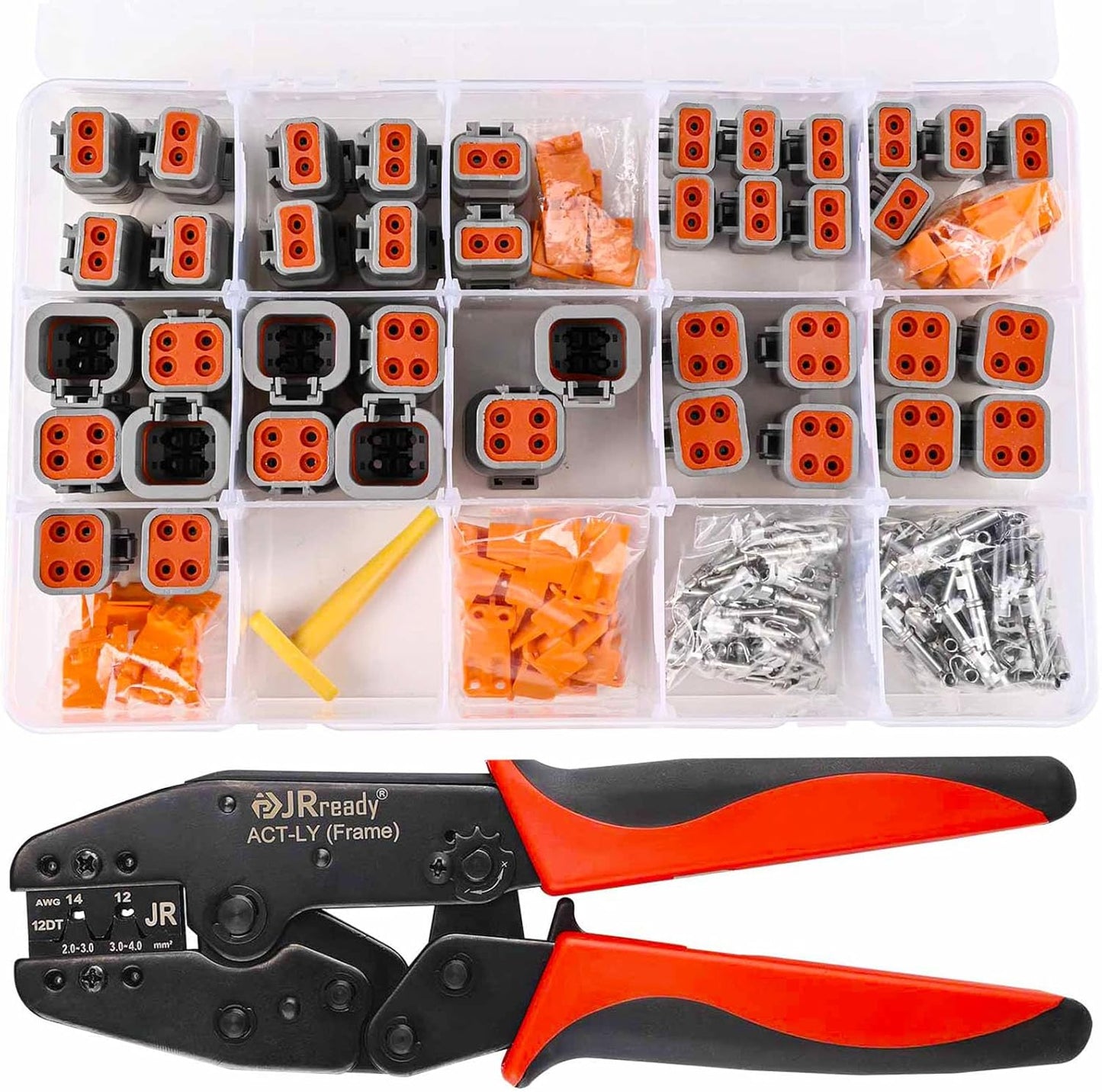 Kit conectores Deutsch DTP 2 y 4 pines con crimpadora