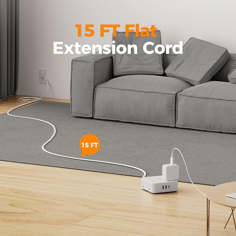 Regleta proteccion sobretensiones 15pies 8tomas 3usb
