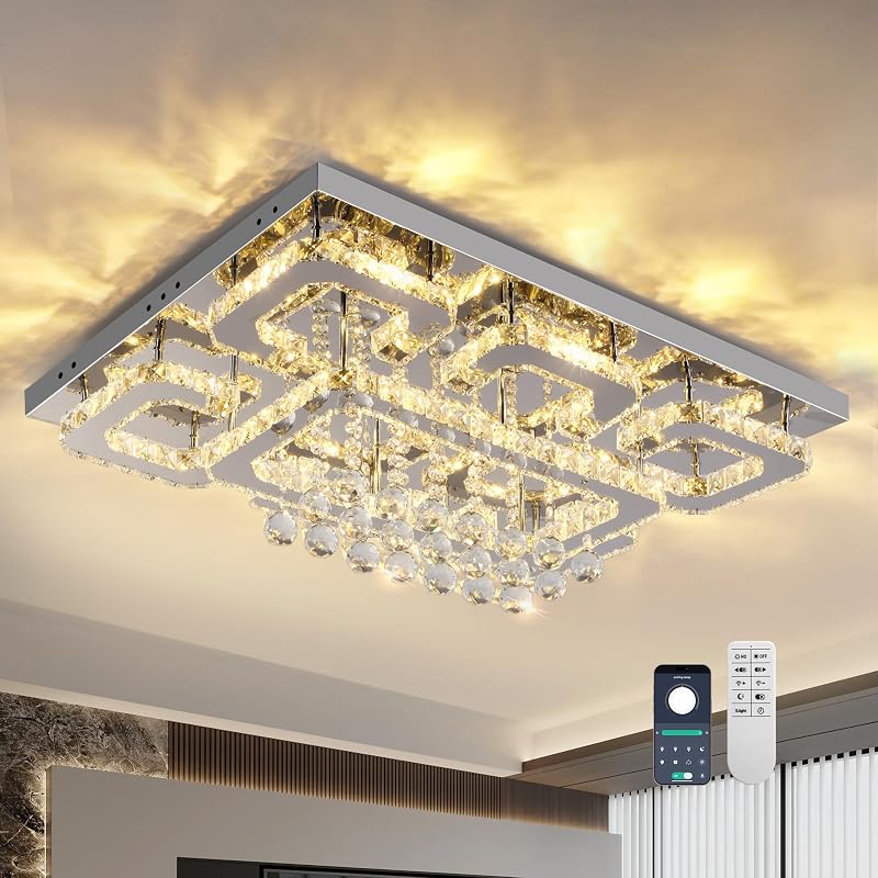 Lámpara araña cristal K9 led control remoto sala comedor