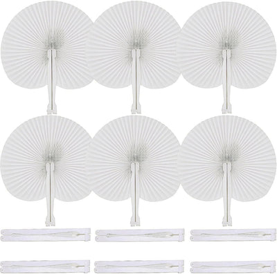 60 Abanicos Papel Blanco Plegables para Mujer Boda Fiesta